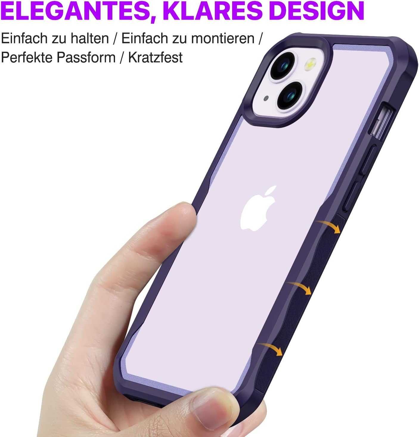 CENHUFO etui 360 iPhone 14 Plus pancerne fioletowe + szkło na aparat