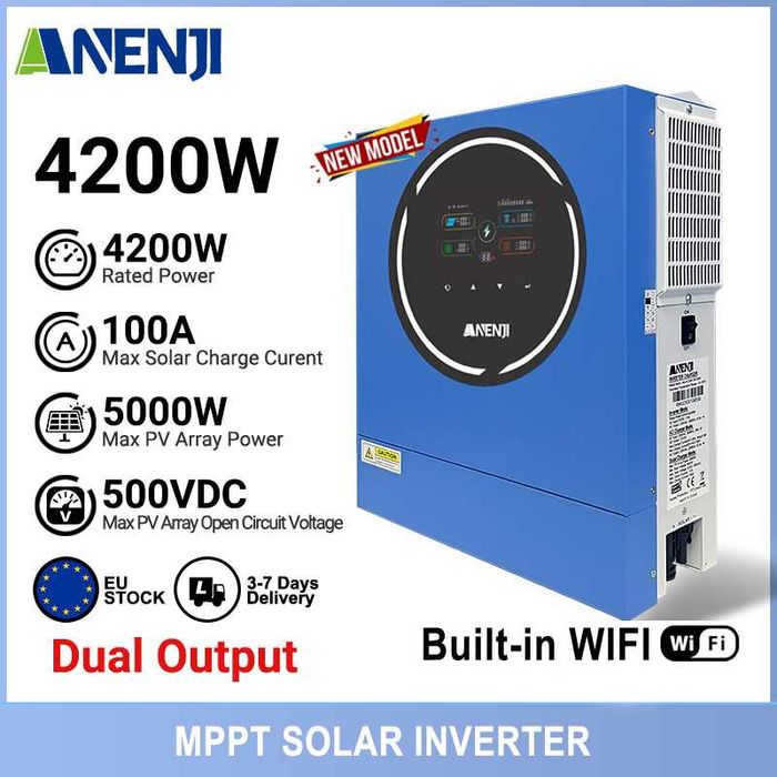 Anenji inwerter hybrydowy off grid 4.2kw 24v nowy model. Wifi.