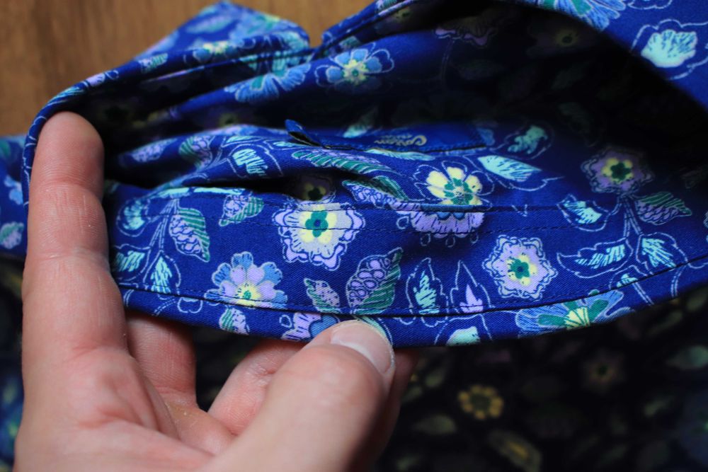 Koszula Cotton Traders r. L męska w kwiaty niebiesko-fioletowa na lato