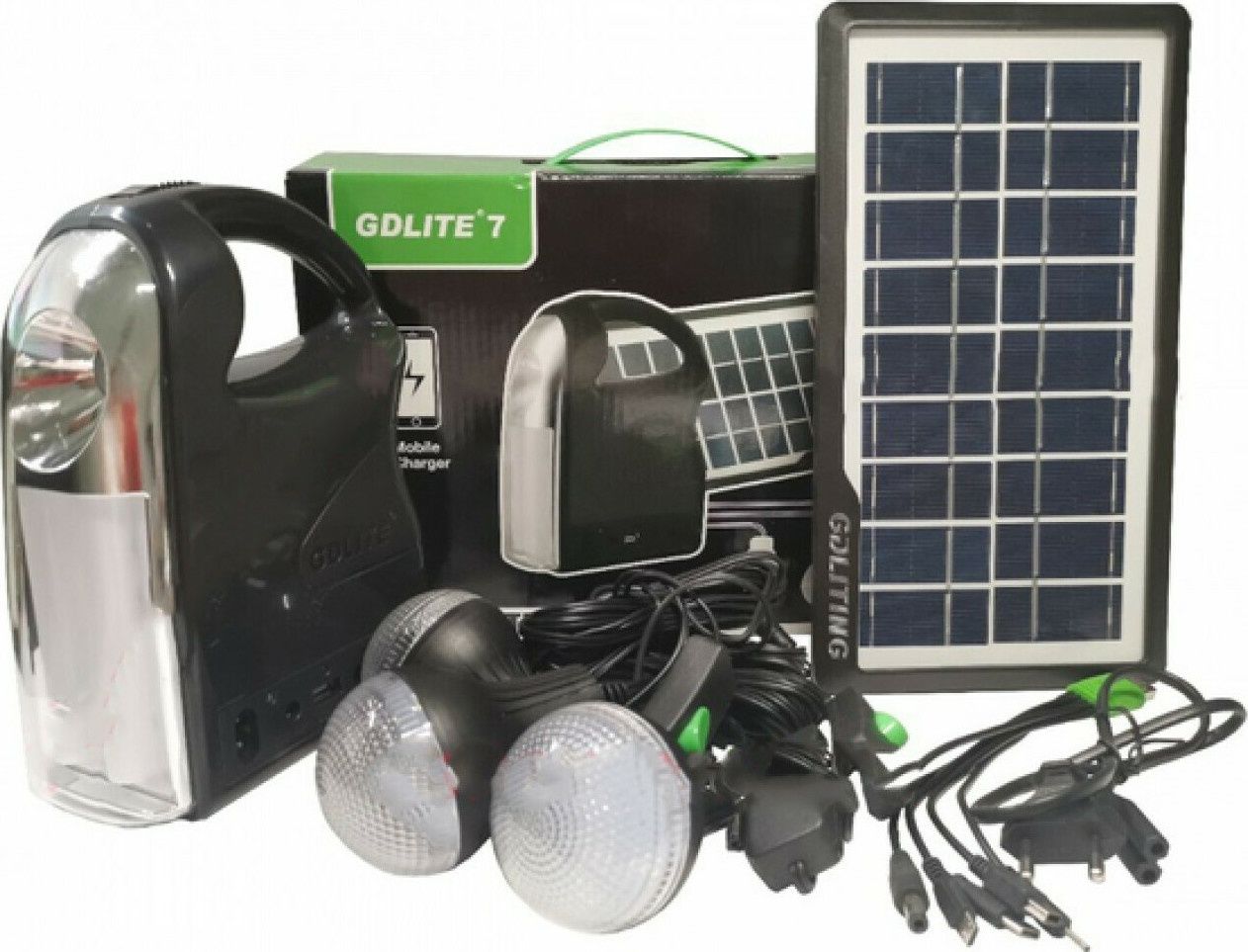 Портативная солнечная станция GDLite GD-7 для кемпинга с 3-мя фонарями