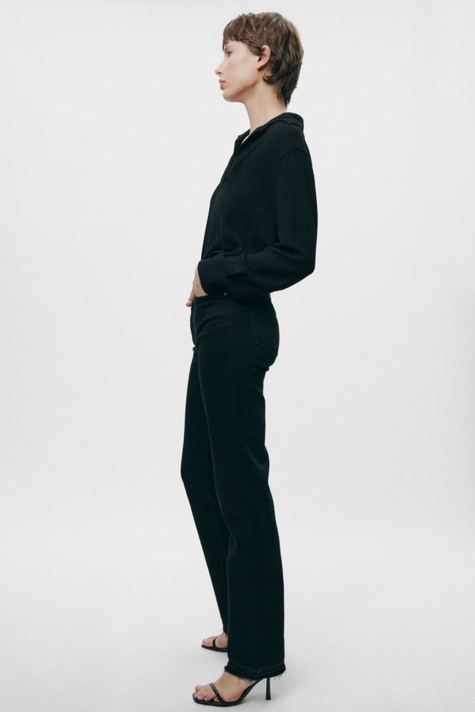 Чорні прямі джинси з високою талією Zara р.36