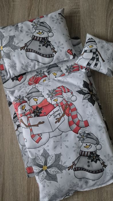 Pościel świąteczna dla lalki 4 elem do wózka łóżeczka kołyski