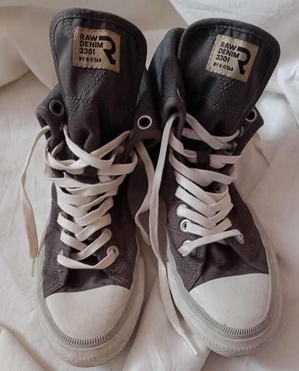 Wysokie regulowane popielate wiązane trampki r.36 G-Star Raw