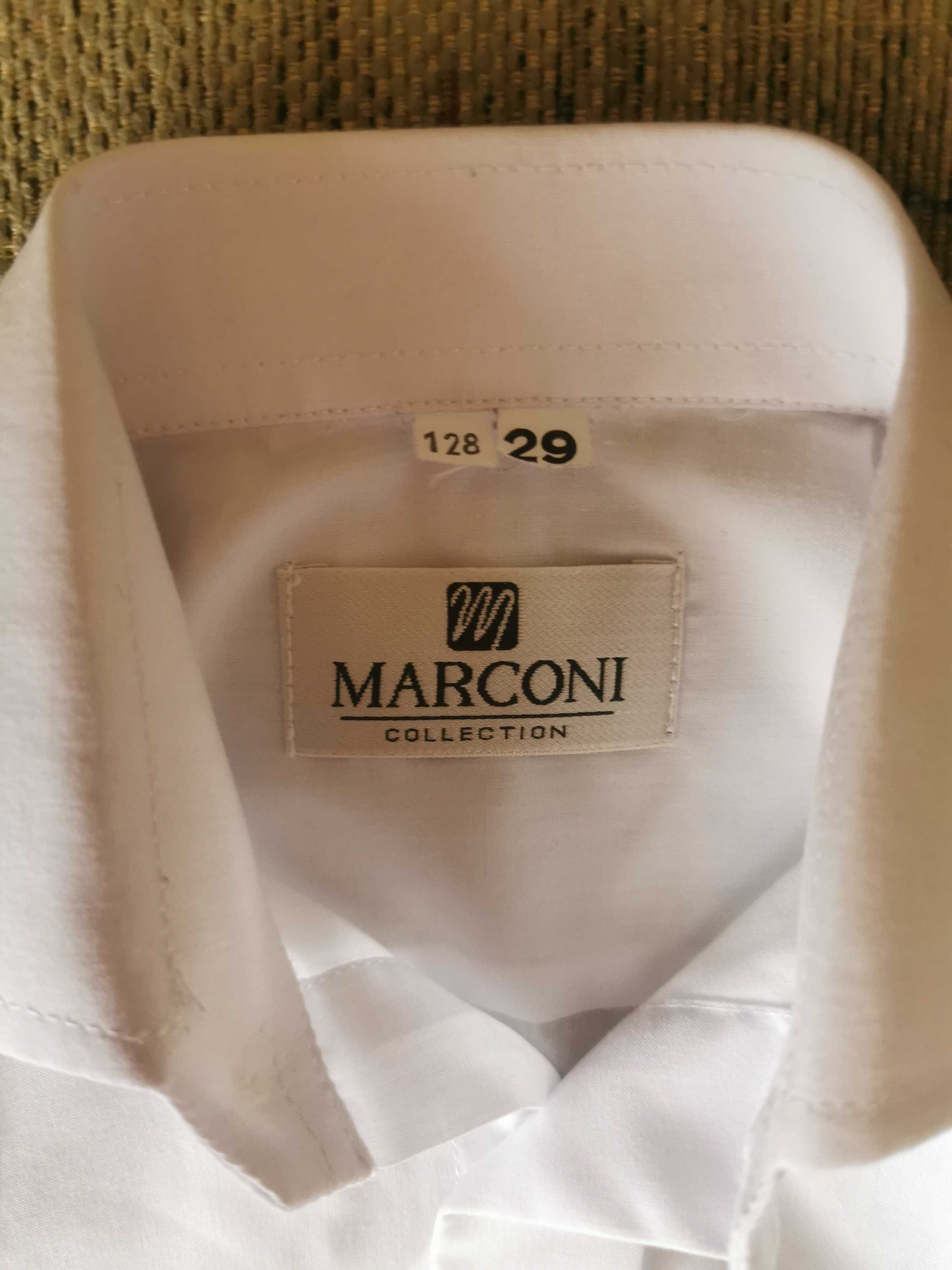 Biała koszula z długim rękawem, rozmiar 128 cm Marconi Collection