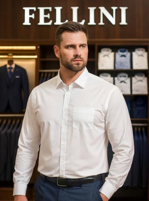 сорочка чоловіча біла розм 2XL-3XL Fellini рубашка мужская белая