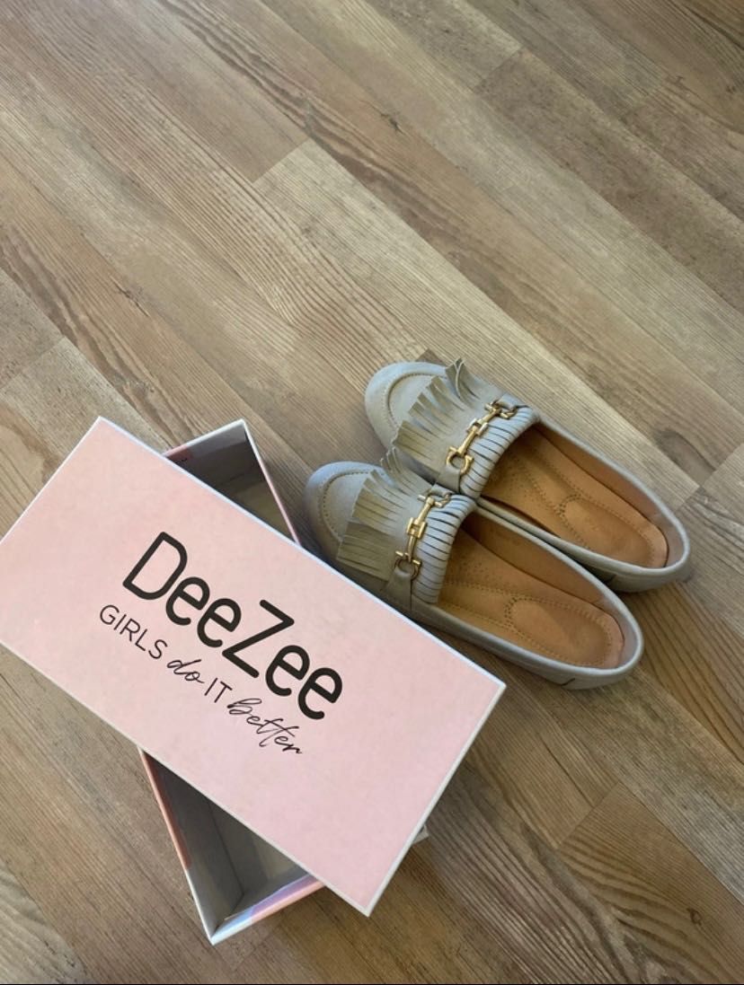 szare mokasyny/półbuty DeeZee, buty na wiosnę, buty na lato