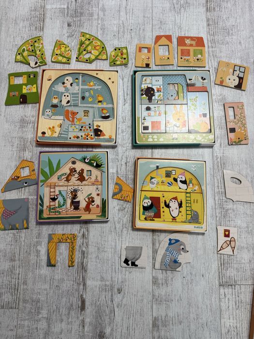 Комплект  4 пазлів Джеко Djeco та гра рибалка