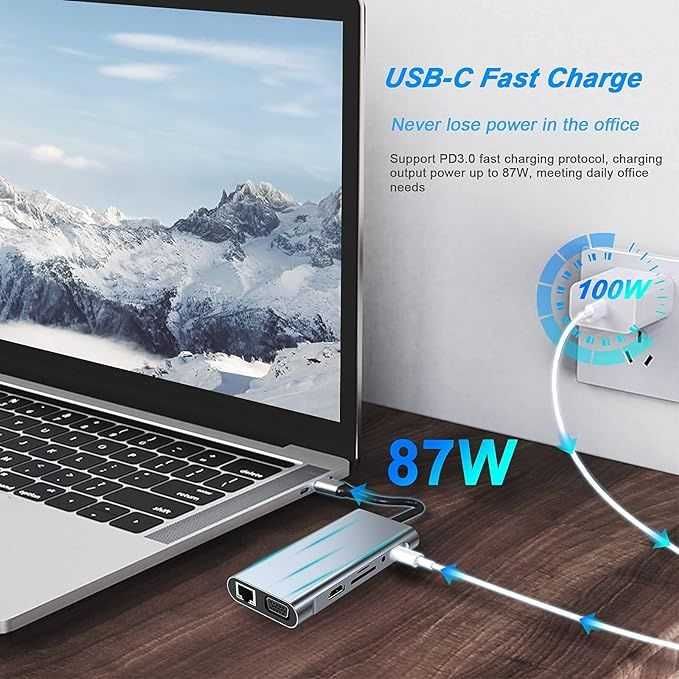 hub usb c stacja dokująca adapter 11w1 vv