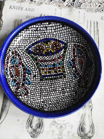 Przepiękny talerzyk ceramiczny, malowana mozaika