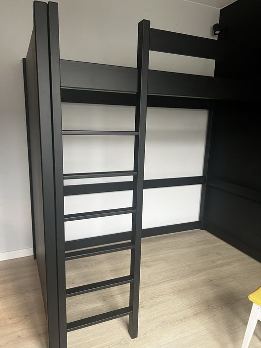 Łóżko na antresoli pietrowe NizioHome czarne