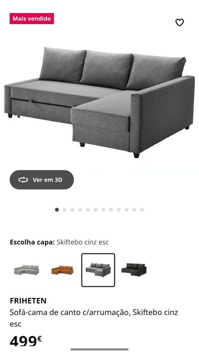 Sofá FRIHETEN com Chaise Long – bom estado