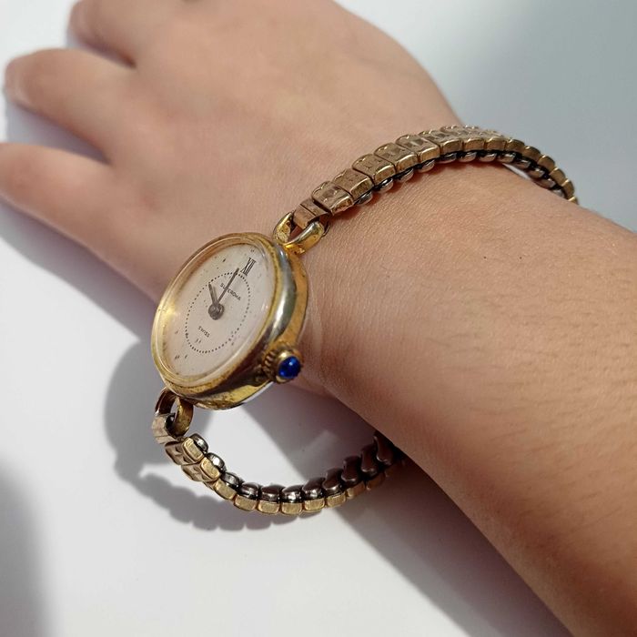 Zegarek pozłacany Szwajcarski Vintage piękny antyk nakręcany