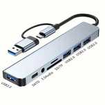 Hub adapter USB-C 8w1 – przejściówka, czytnik USB 3.0, audio