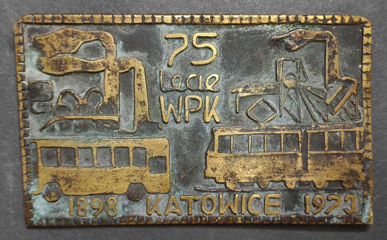 75 Lecie WPK 1898 KATOWICE 1973 mosiężna tablica pamiątkowa