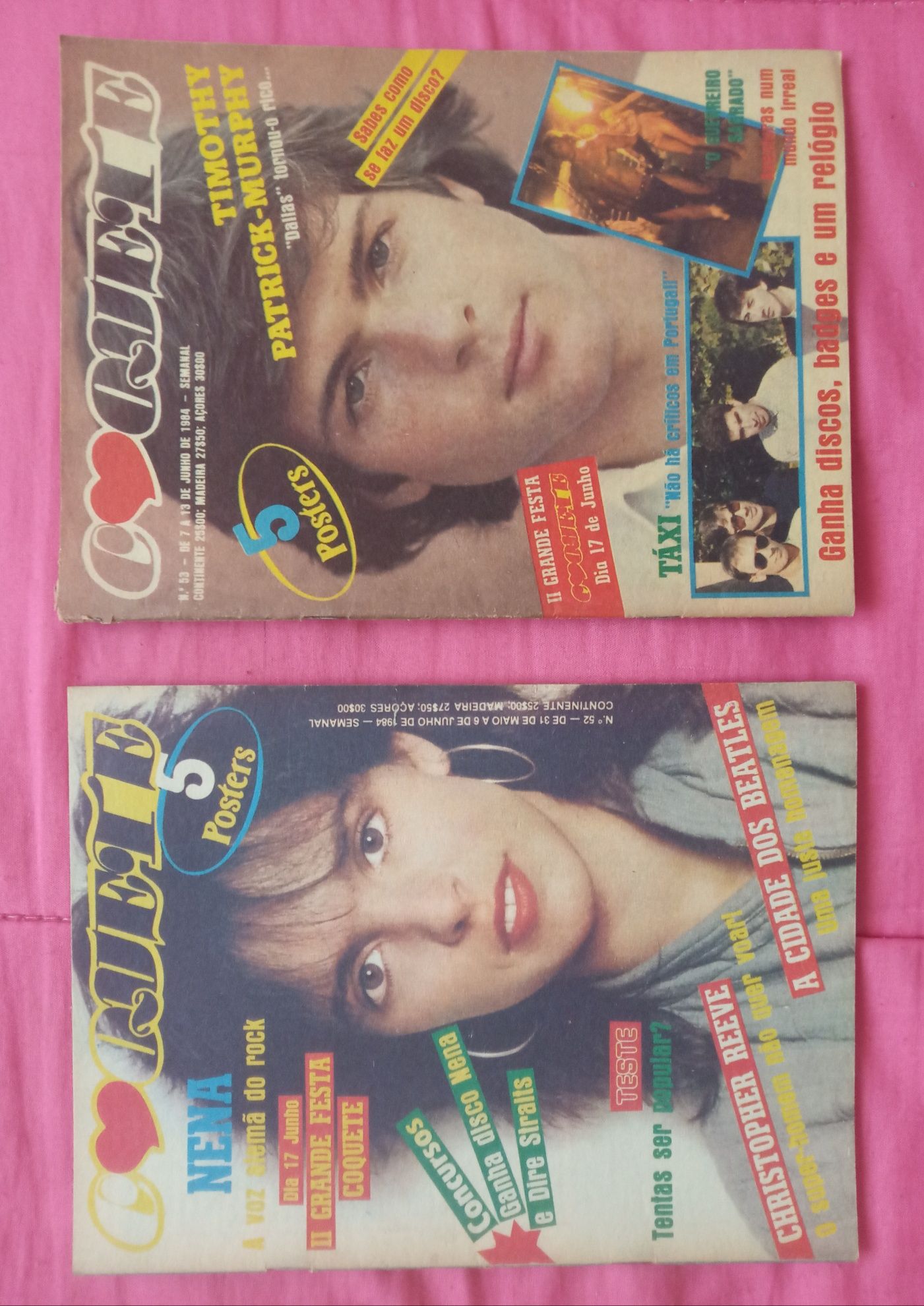 revistas: 1.2.3, Tele Semana, Tele Programas, Tele Guia, Coquete, Amor