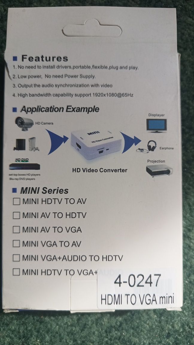 HDMi to VGA adapter - переходник адаптер