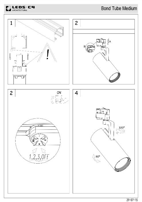 Projector de uso interior orientável Bond Tube LED C4 (2un)
