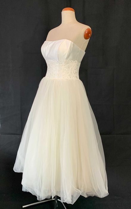 Nowa Krótka Suknia Ślubna S M 36 38 Wygodna midi księżniczka cywilny