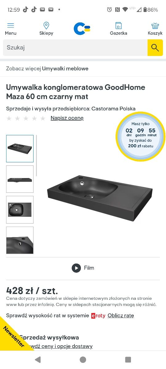 Umywalka z baterią