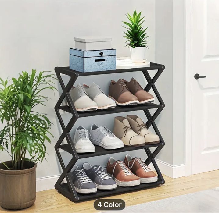 Estante dobrável de 4 níveis para sapatos