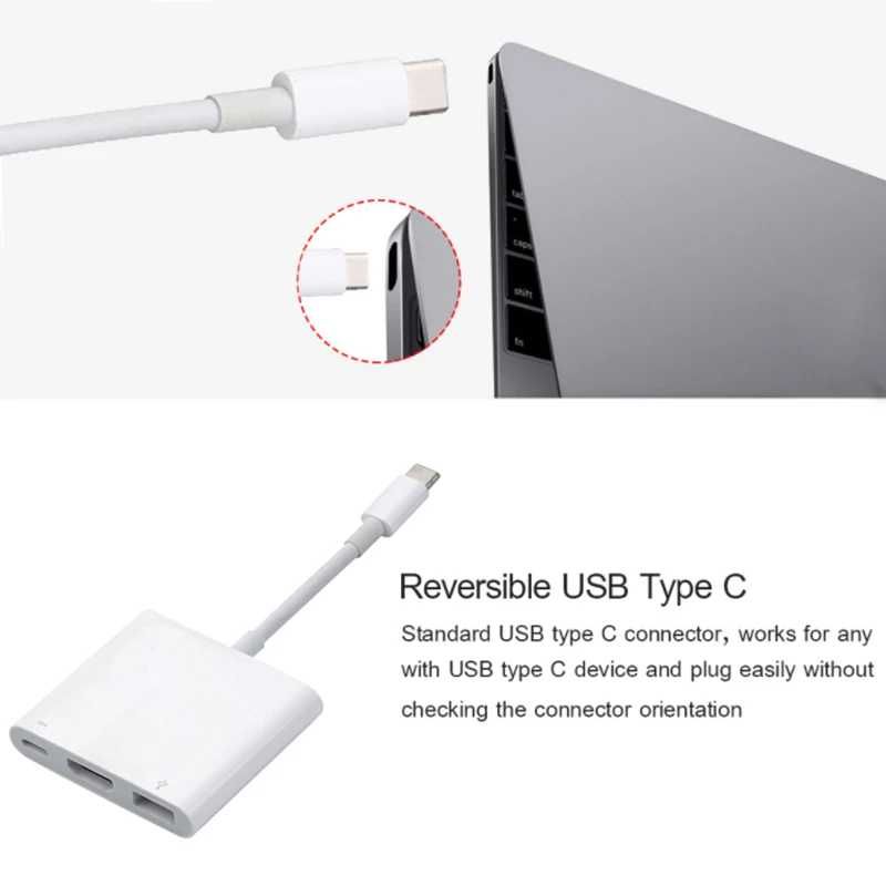 Hub Хаб 3в1 для Macbook Ноутбук HDMI USB 3.0 TypeC USB HUB Хаб