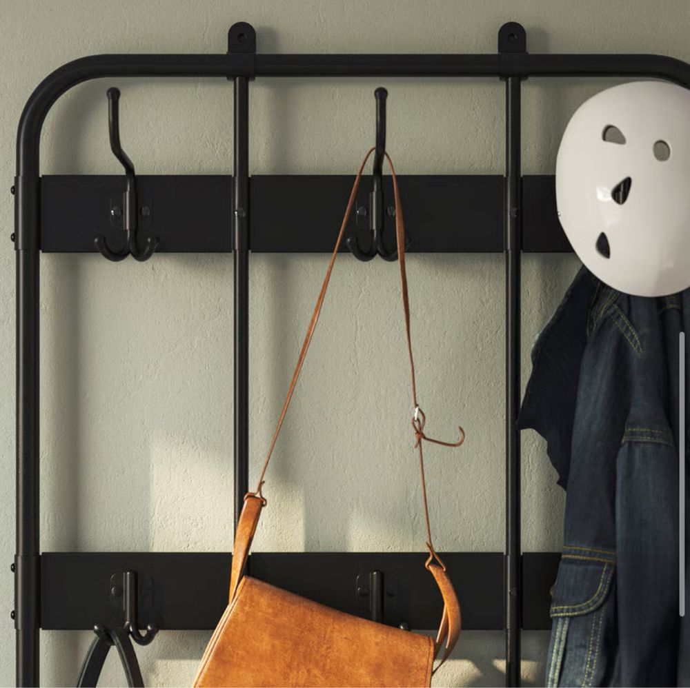 Nowy NIPÅSEN  Wieszak na ubrania i ławka z półką na buty, czarny, IKEA
