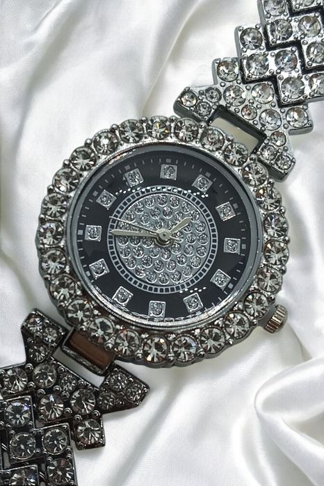 Zegarek Biżuteria Srebrny Kolor Bransoleta Kryształki