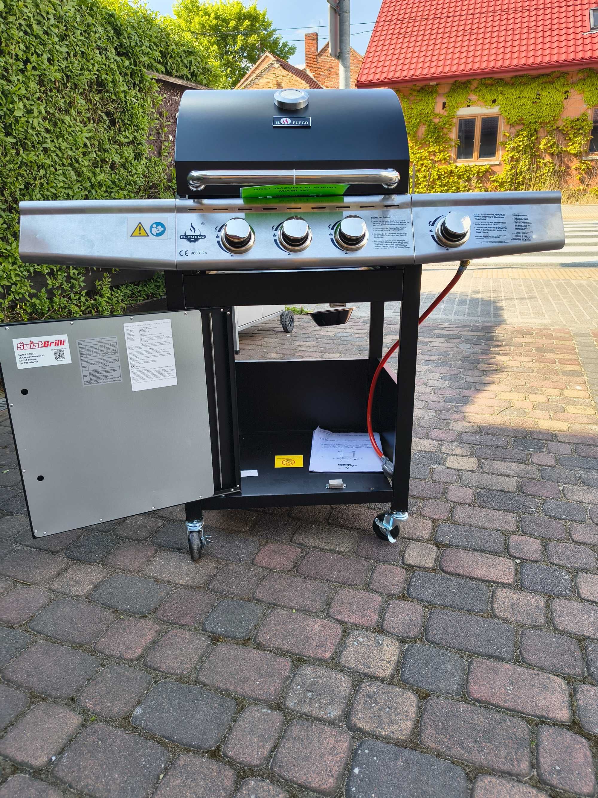 Solidny GRILL GAZOWY MIAMI EL FUEGO 3+1 żeliwo 11.5kW QUTLET Złożony !