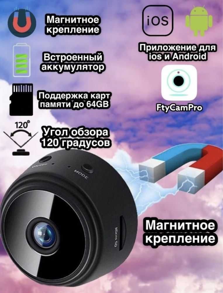 Камера А9 mini чьорного і білого коляру