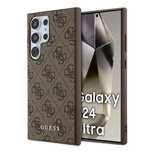 Etui Guess 4G Metal Gold Logo na Samsung Galaxy S24 Ultra - brązowe