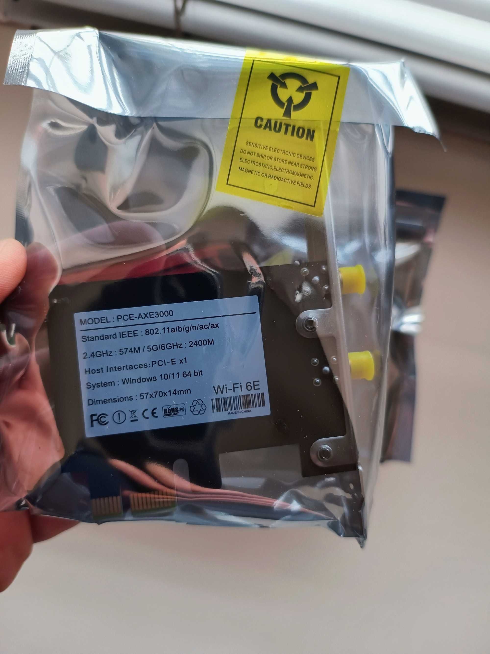 Pci-e wi-fi 6e адаптер pce-axe3000 intel ax210 с bluetooth 5.3