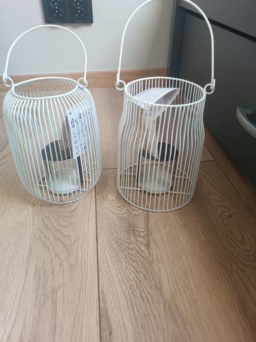 Lampion latarnia  na świeczkę duza biała