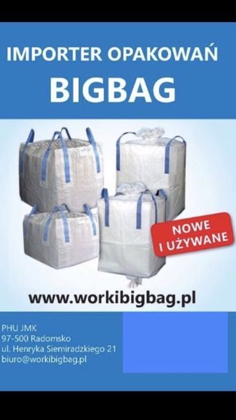 Worki big bag bagi 75x115x185 i inne Bigbag 500kg 750kg 1000kg big bag
