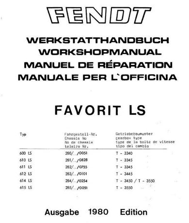 książka, instrukcja napraw do Fendt 600 do 615 LS