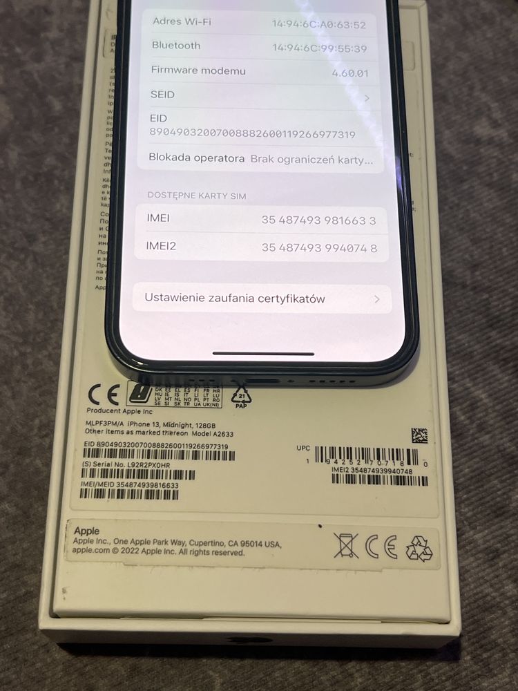 Iphone 13 bez rys + ładowarka, pudelko, szklo