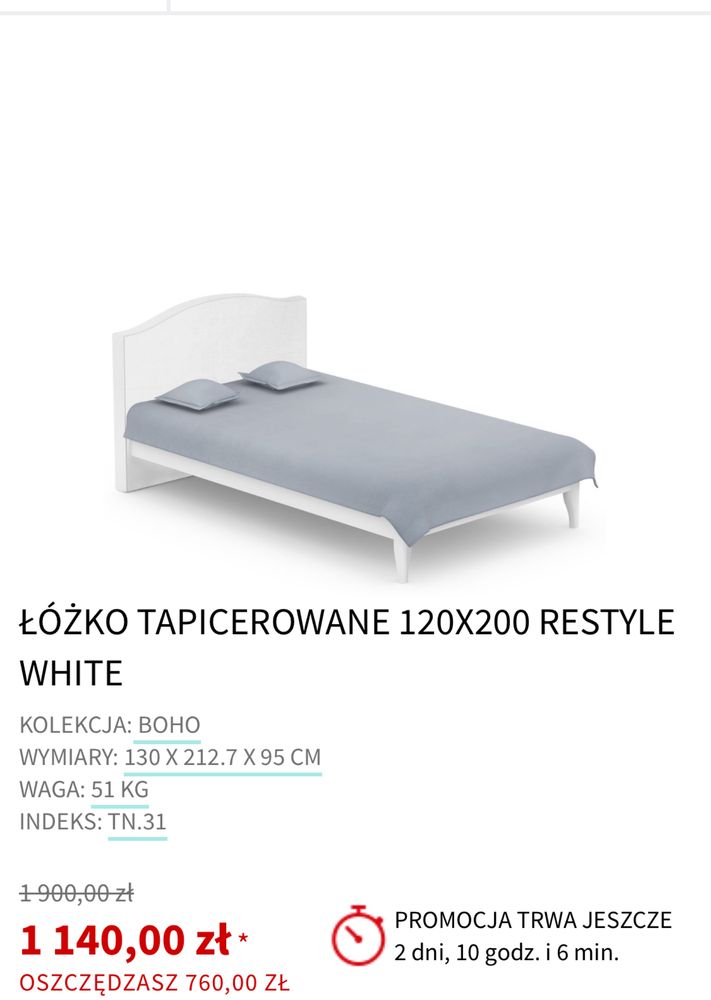 Łóżko białe firmy meblik