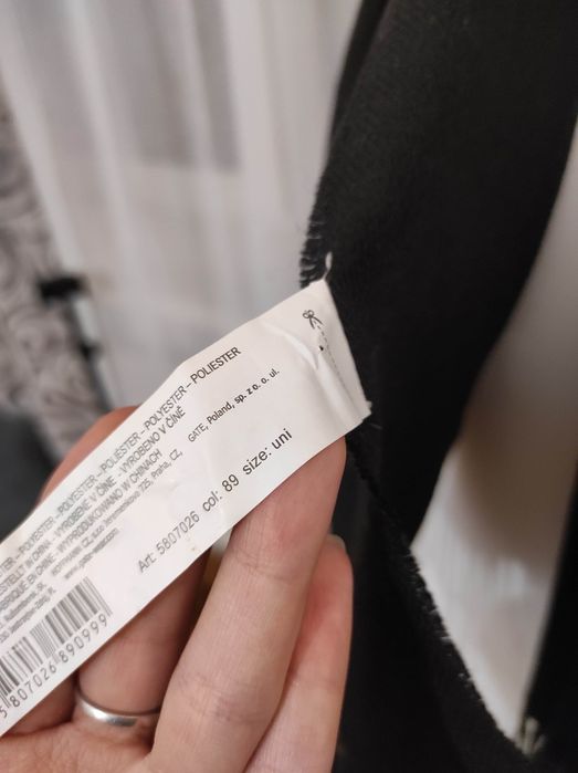 Szalik czarny gładki 170cm Gate pl