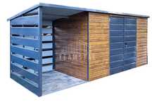 Schowek - Domek ogrodowy 4x2m + Wiata 1,5m Drzwi Dach Spad w tył TS639