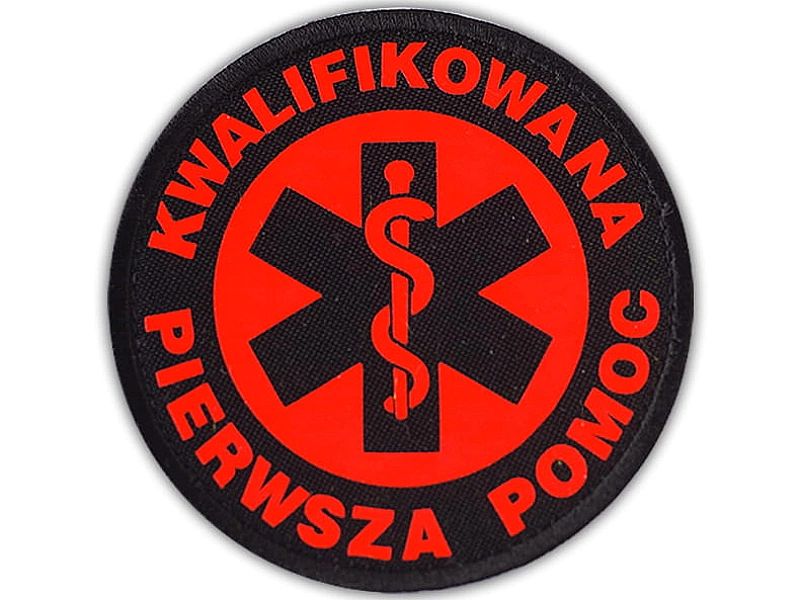 Emblemat Fluo Kwalifikowana Pierwsza Pomoc Na Rzepie 8,5 Cm