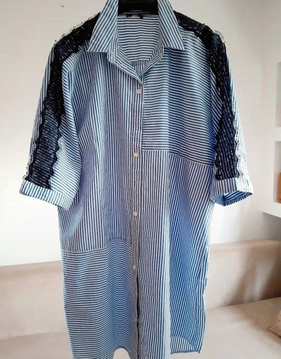 Zara Koszulowa sukienka z koronką  R 40/ L