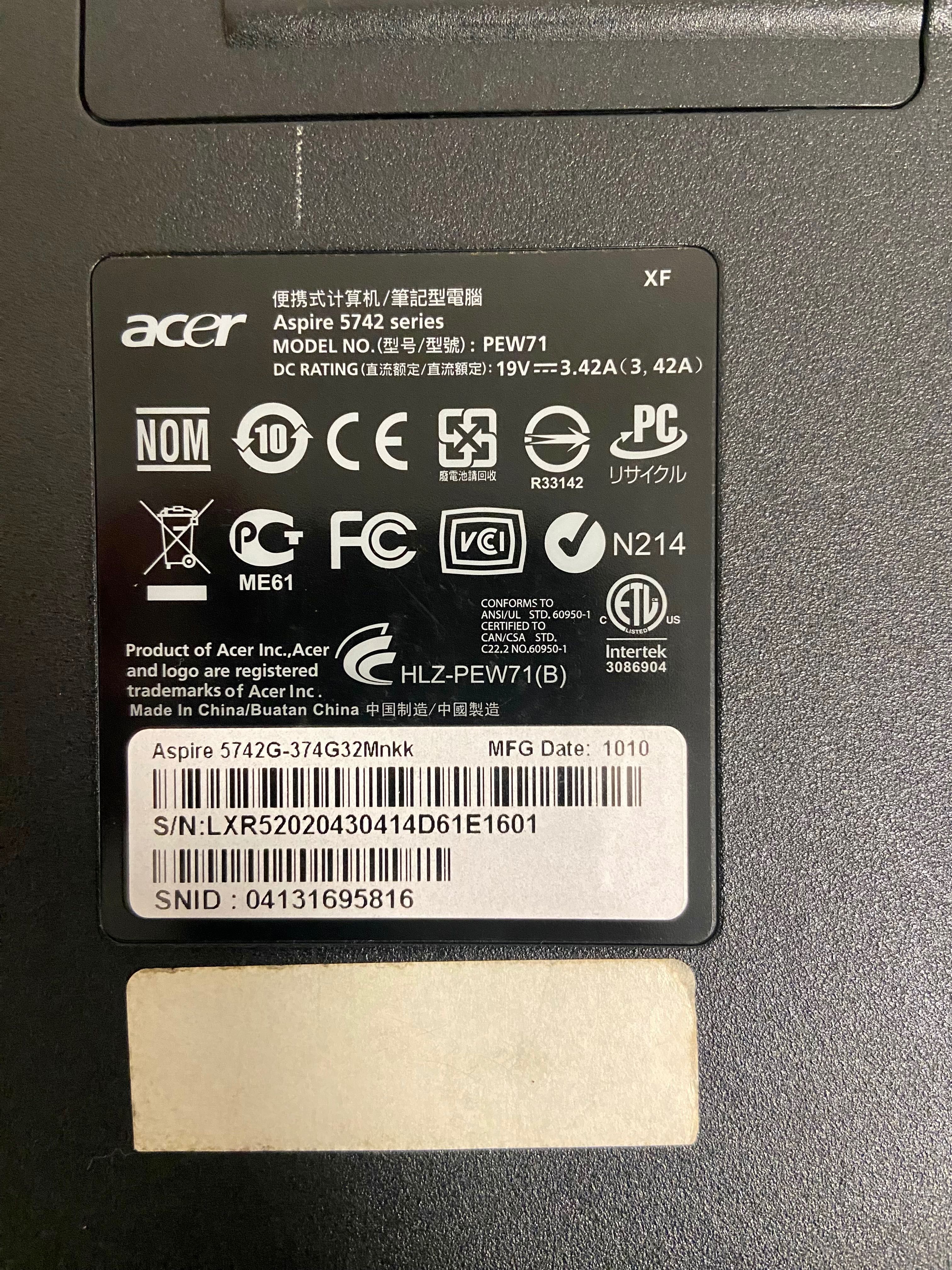 Computador Acer Aspire 5742