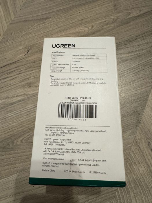 Ugreen Magnetyczny Uchwyt Samochodowy CD345 Z Ładowarką