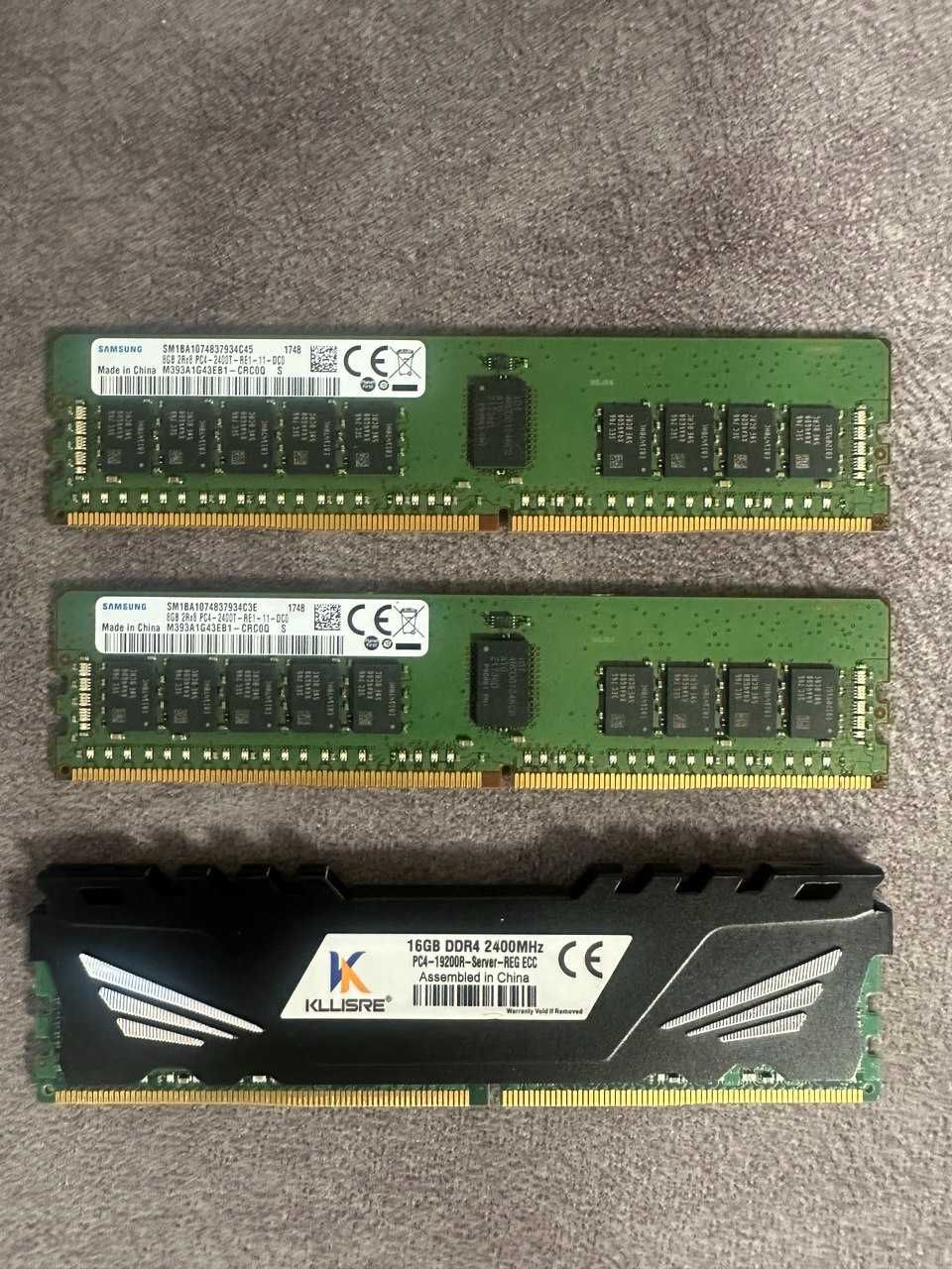 оперативная память DDR4 ECC REG 2x8GB Samsung + Kllisre 1x16gb DDR4