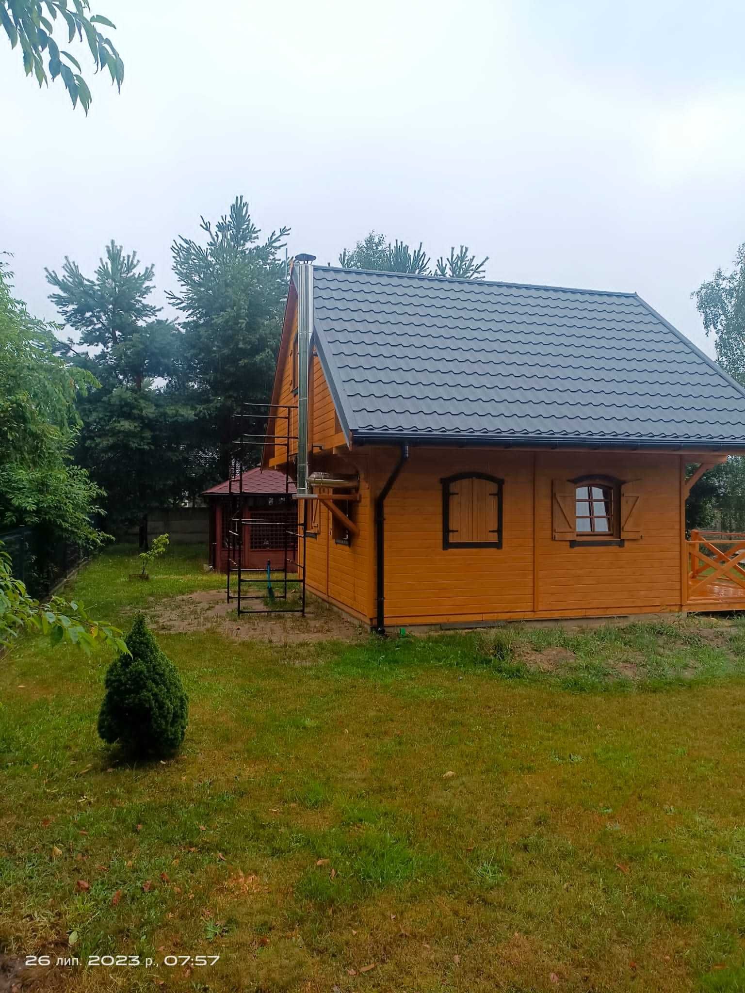 Dom drewinany letniskowy Grzybek 5x5m +3m taras do 35m2