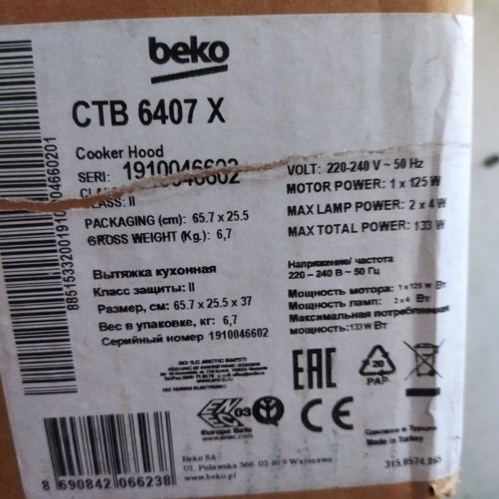 Beko okap CTB 6407 X