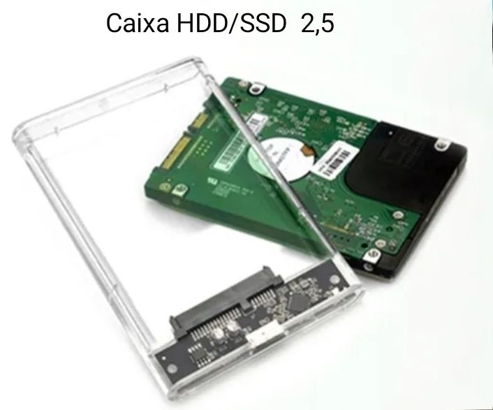 Caixa HDD/SSD 2,5 transparente