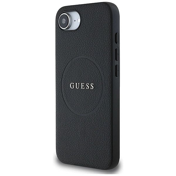 Etui Guess PU Grained Classic Logo z MagSafe na iPhone 16e - czarne