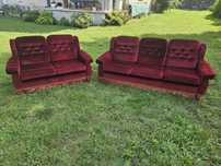 Sofa 3+2 komplet wypoczynkowy, kolor bordowy tapicerowane,