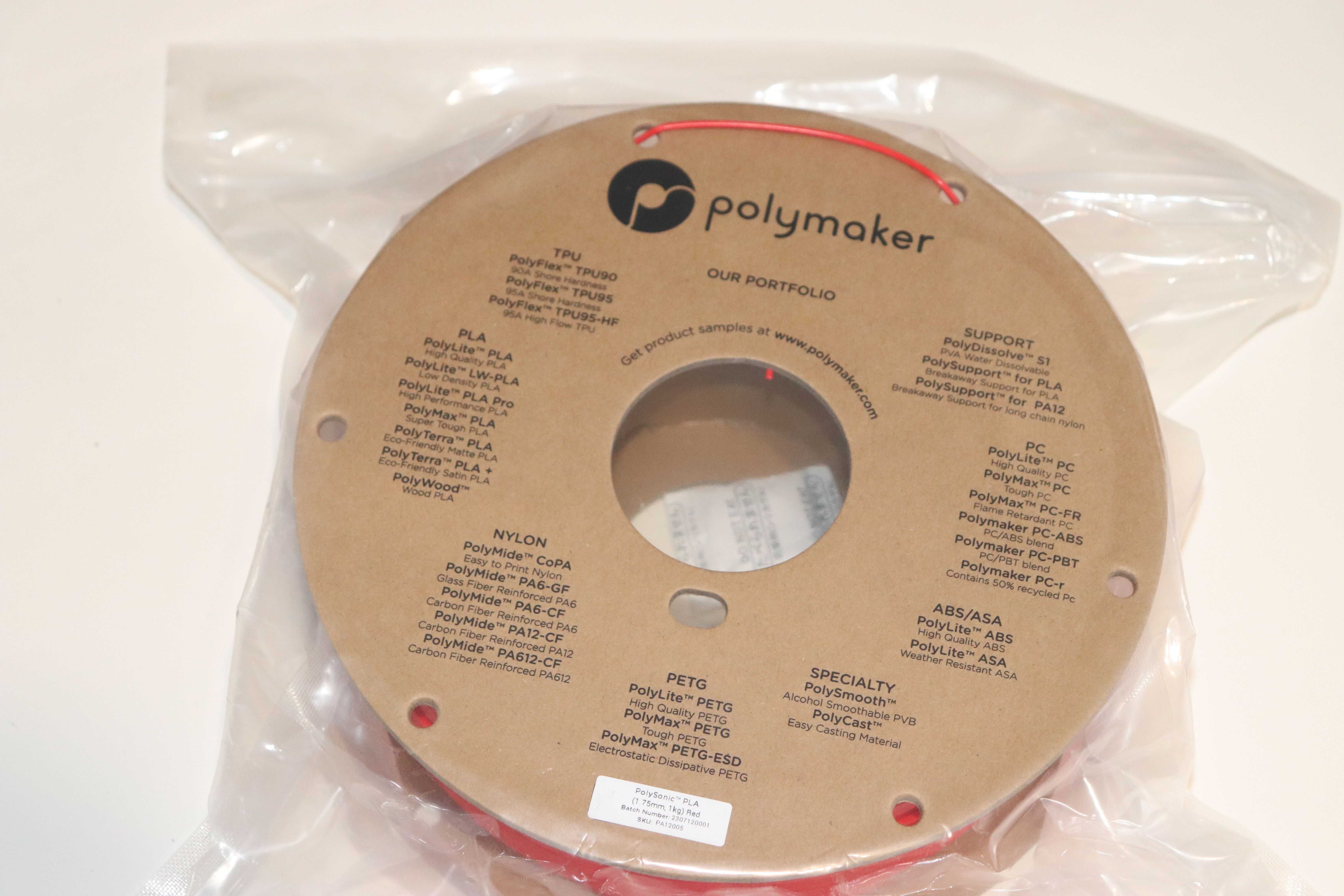 Polymaker PolySonic PLA Red Червоний 1.75mm 1kg - High Speed 300mm/s