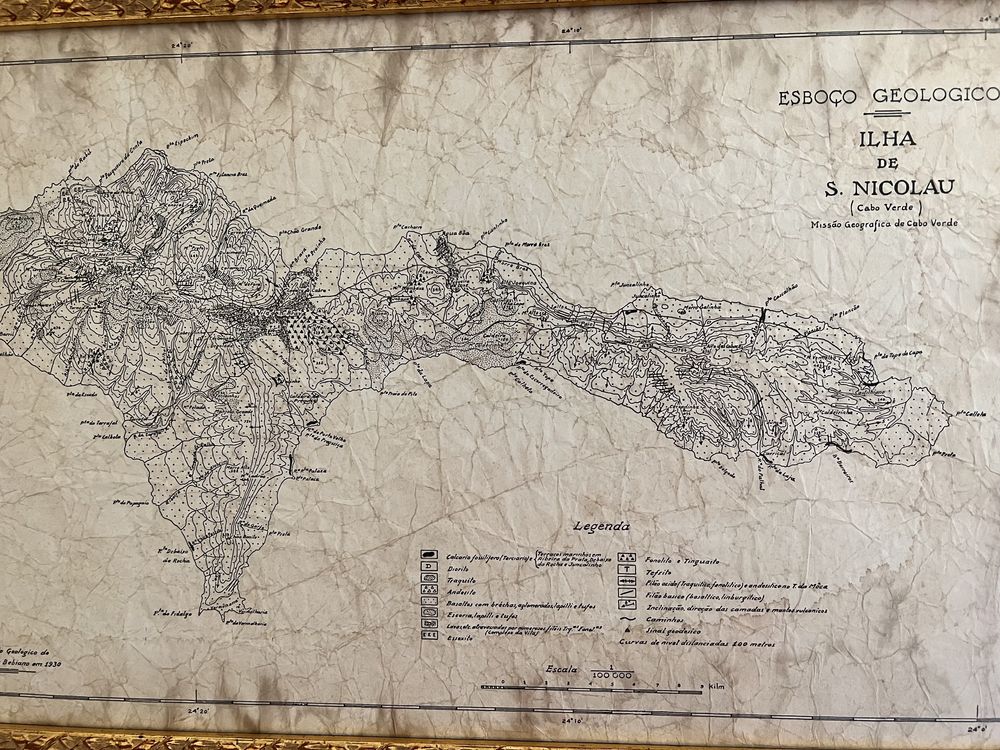 Esboço Geológico da Ilha de São Nicolau - Cabo Verde (moldura 59,5x39)